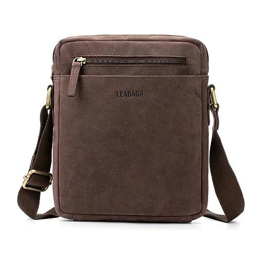 LEABAGS borsa a tracolla in pelle uomo i borsa messenger con tracolla i borsa da lavoro i borsa da ufficio i borsa a mano i borsa da viaggio i borsa per tablet i natura marrone scuro