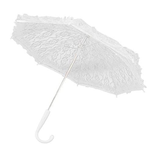 QANYEGN ombrello in pizzo, ombrello ricamato da sposa bianco, ombrello decorato con danza per spettacoli teatrali, matrimoni ed eventi speciali
