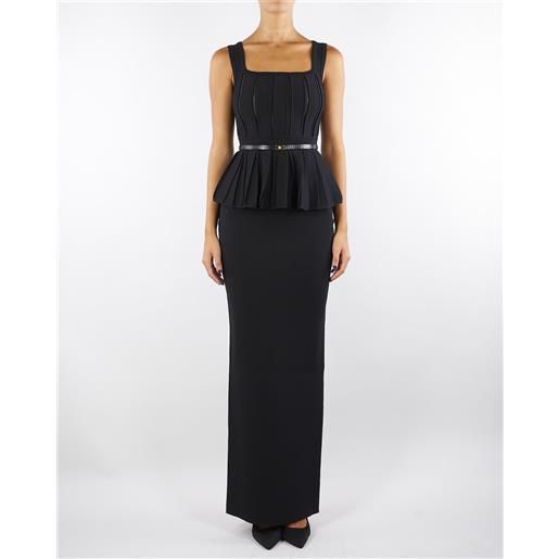 ELISABETTA FRANCHI abito nero red carpet in maglia con baschina