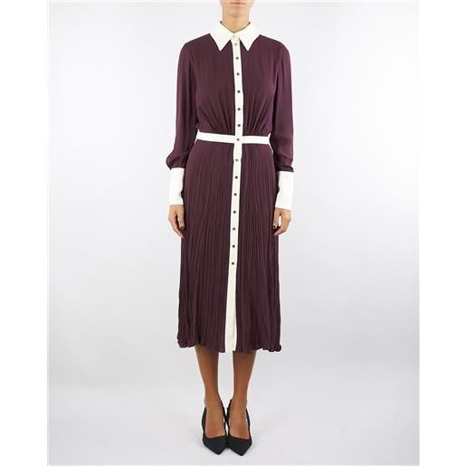 ELISABETTA FRANCHI abito merlot-milk color-block in georgette di viscosa
