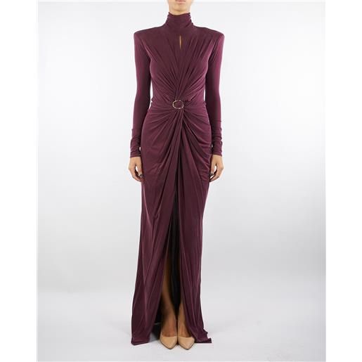 ELISABETTA FRANCHI abito merlot red carpet in jersey cupro con drappeggi