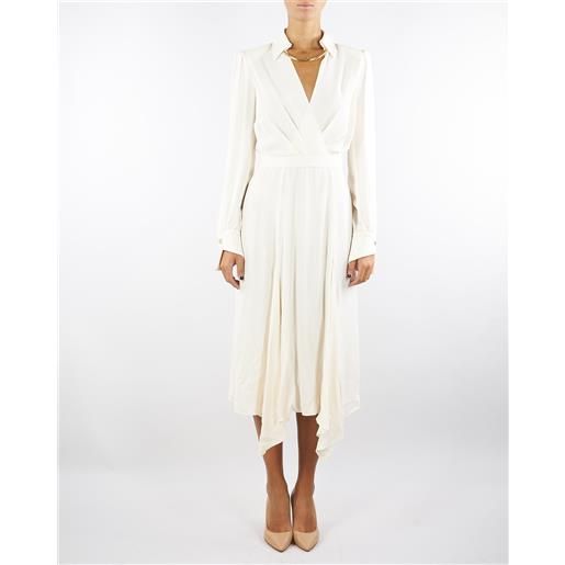 ELISABETTA FRANCHI abito milk in georgette con collana tubolare