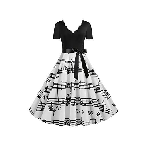 YMING donne swing festival party abito abito con scollo a v cocktail audrey hepburn vintage abito note m