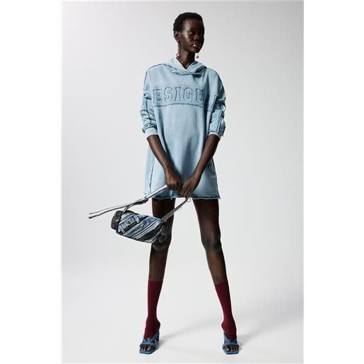 Desigual, abito corto felpa, donna, cotone, blu, l
