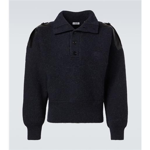 Burberry polo in misto lana con pelle