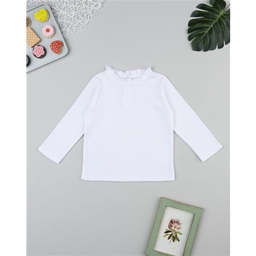 Prénatal t-shirt bimba bianca collo lavorato