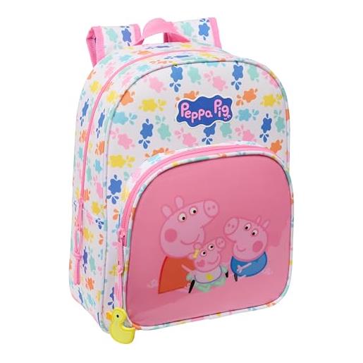 safta peppa pig baby pig - zaino scuola animato per bambini, adattabile al trolley, ideale per bambini in età scolare, 26x11x34 cm
