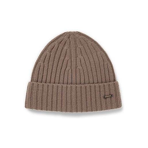 BOSS berretto a coste in cashmere, marrone chiaro