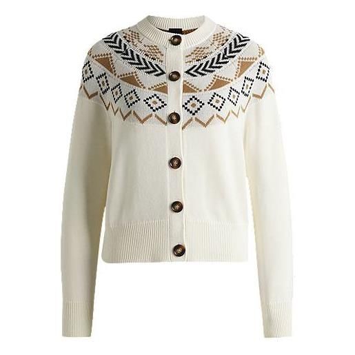 BOSS cardigan da equitazione con motivo in maglia, bianco