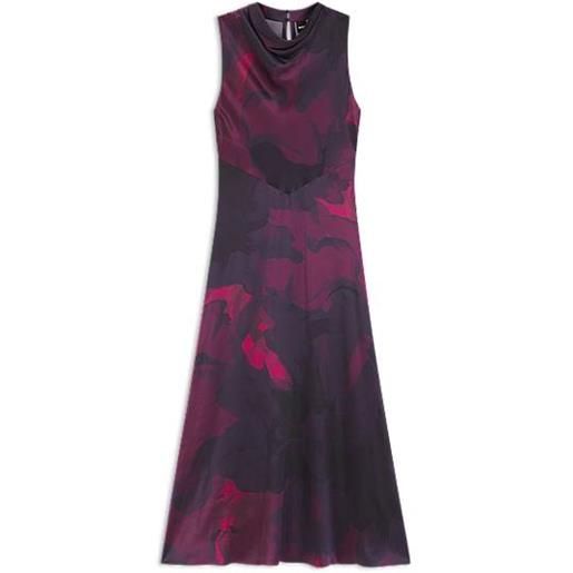 BOSS vestito in seta stampata con scollatura drappeggiata, a disegni