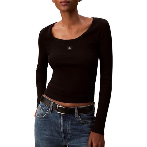 CALVIN KLEIN t shirt ls woven label donna