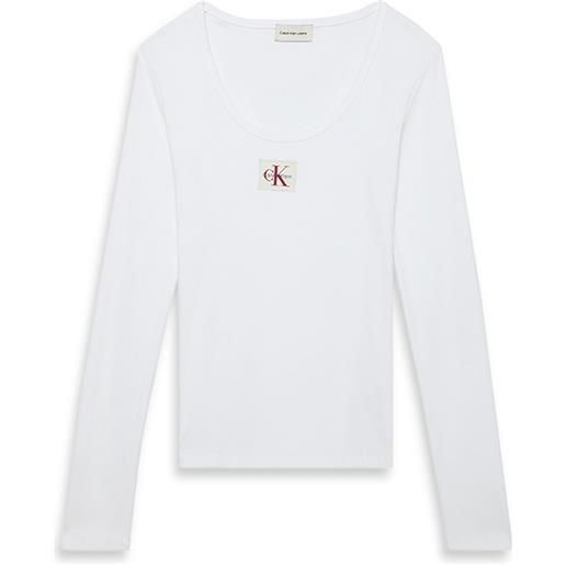 CALVIN KLEIN t shirt ls woven label donna