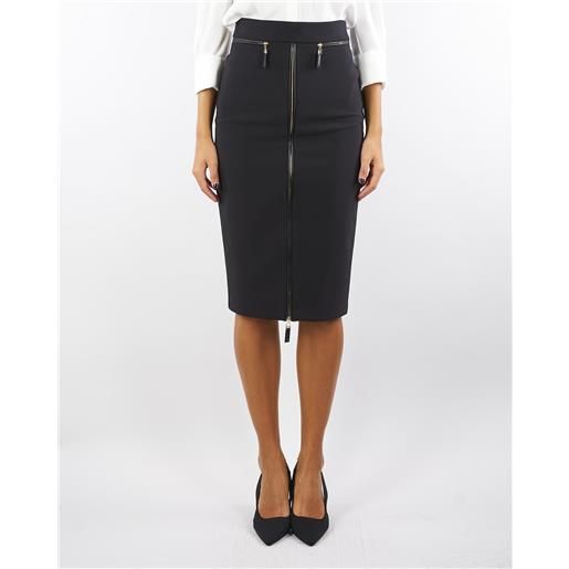 ELISABETTA FRANCHI gonna nero in crêpe leggero con zip
