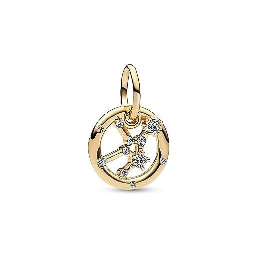 PANDORA ciondolo moments con segno zodiacale della vergine placcato in oro 14 k con zirconi cubici trasparenti