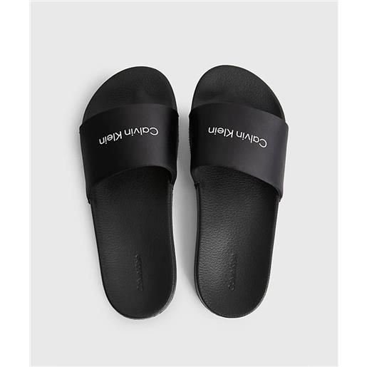 Calvin klein ciabatte da piscina in satin riciclato nere donna