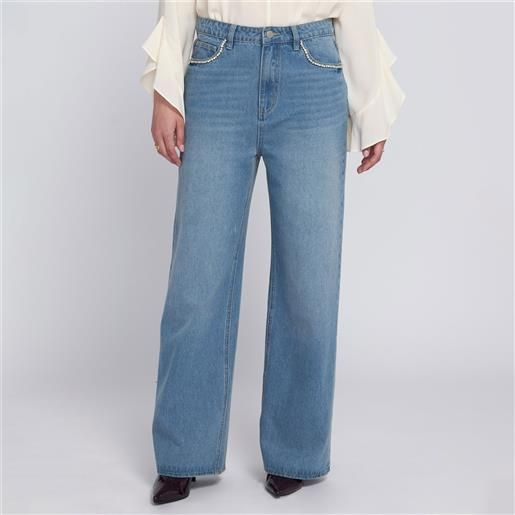 ELLE jeans a gamba dritta con strass