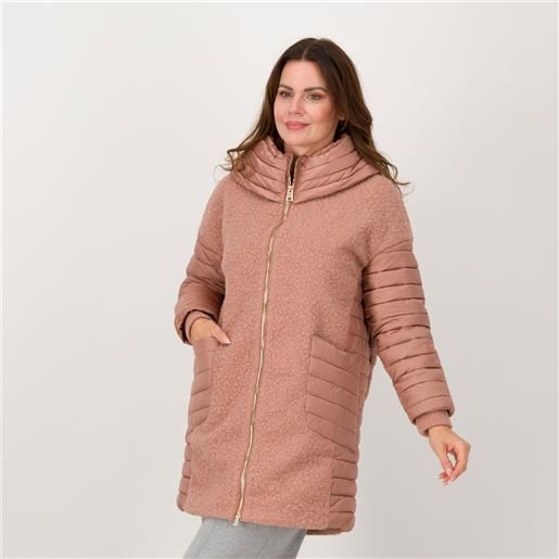 Neropale giaccone teddy con inserti imbottiti