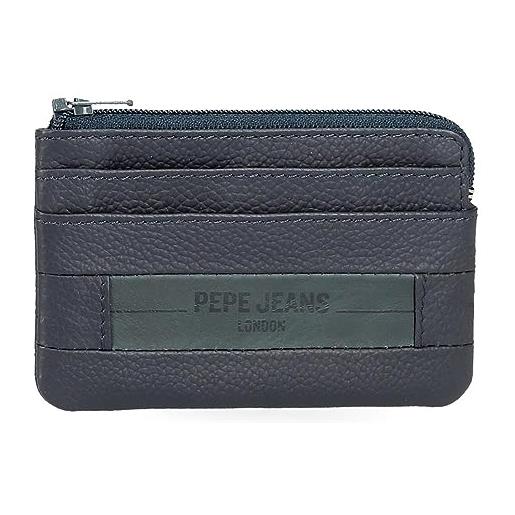 Pepe Jeans checkbox portafogli e portafogli in pelle bovina, nero, marrone, blu e grigio, blu, taglia unica, portamonete