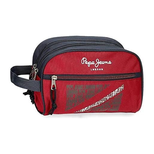 Pepe Jeans clark beauty case due scomparti adattabile rosso 26x16x12 cm poliestere