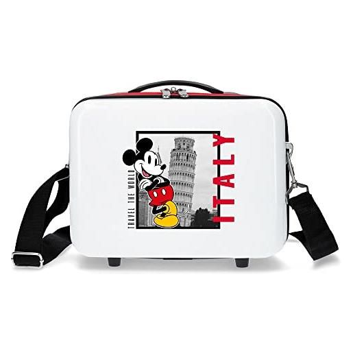 Disney topolino e minnie travel the world italy beauty case adattabile bianco 29x21x15 cm abs rigido 9.14l 0.8 kg