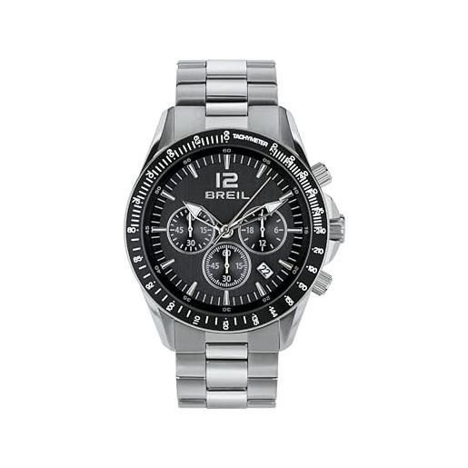 Breil, Collezione Avery, Orologio Uomo In Acciaio, Elegante E Contemporaneo, Con Quadrante Nero Opaco, Indici A Bastone, Datario, Pratica Chiusura A