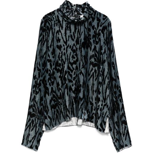 Forte Forte top a collo alto con stampa animalier - blu