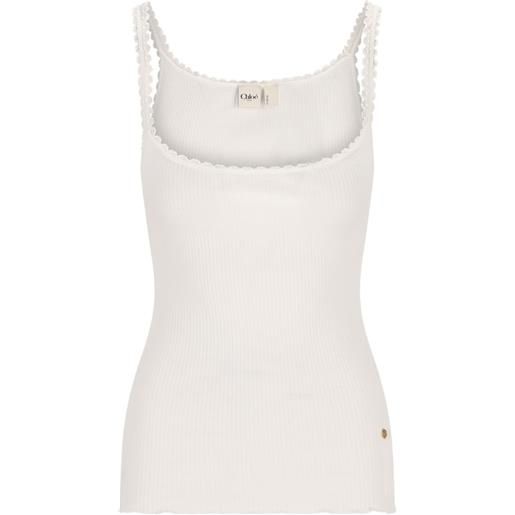 Chloé canotta con bordo a smerlo - bianco