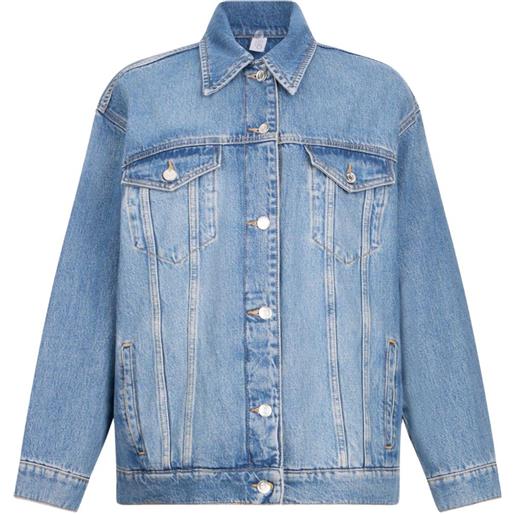 LIU JO giacca denim con collo a camicia e pelliccia rimovibile - blu