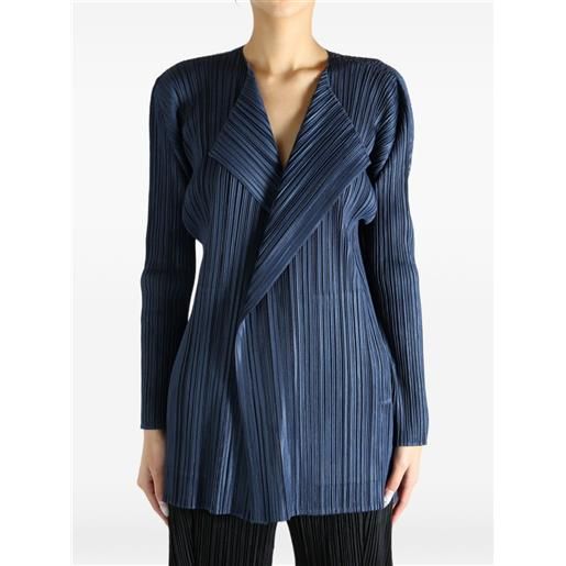 Pleats Please Issey Miyake cappotto plissettato pp58ja282 - blu