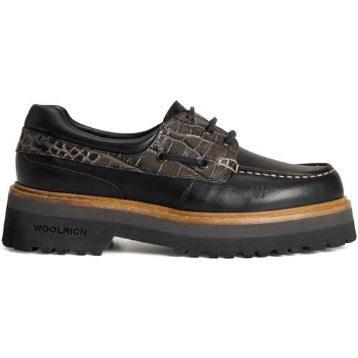 Woolrich stringate con effetto coccodrillo - nero