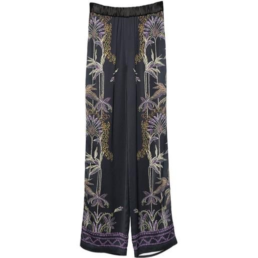 Forte Forte pantaloni con ricamo a fiori - blu