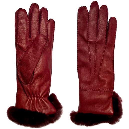 Restelli guanti con bordo in pelliccia - rosso