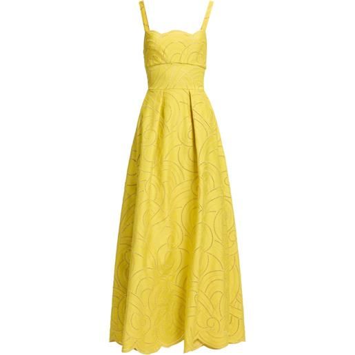 Elie Saab abito lungo in cotone con ricamo - giallo