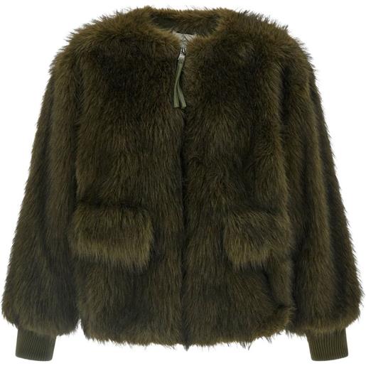 Nude bomber con pelliccia sintetica - verde