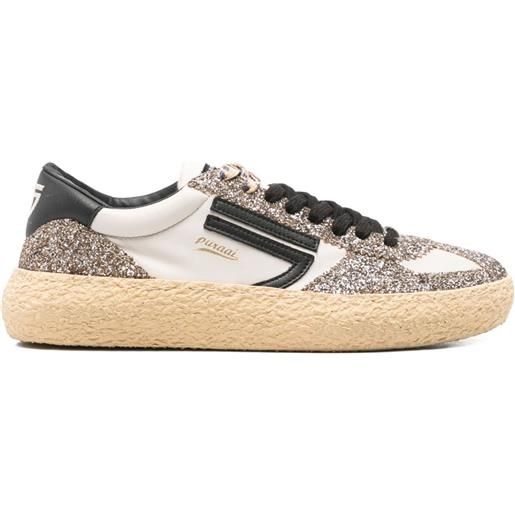 Puraai sneakers con glitter - bianco