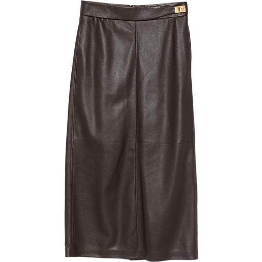 Ferragamo gonna con fibbia - marrone