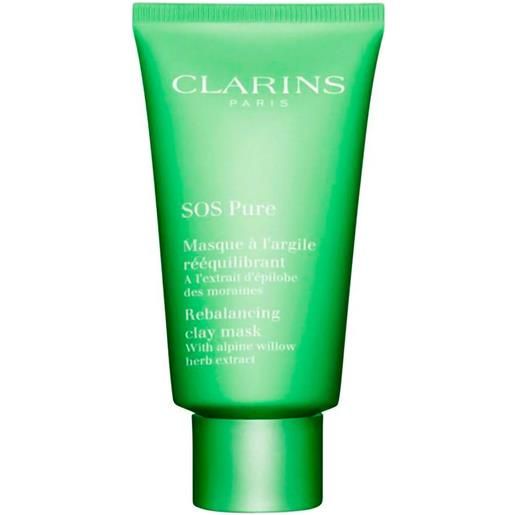 Clarins sos pure maschera riequilibrante all'argilla pelle mista o grassa 75 ml