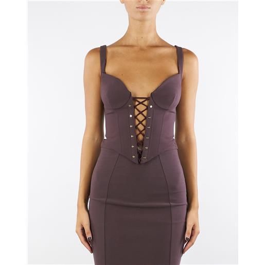ELISABETTA FRANCHI top merlot bustier in tessuto bielastico