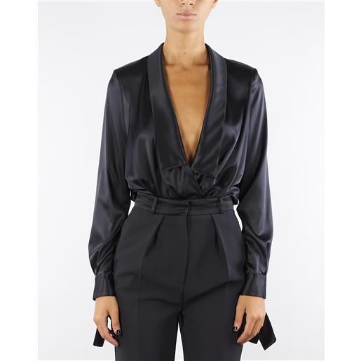 ELISABETTA FRANCHI body nero in raso di seta