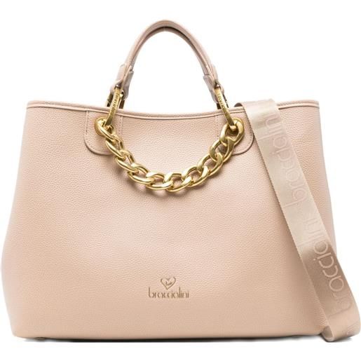 Braccialini borsa tote con catena - toni neutri
