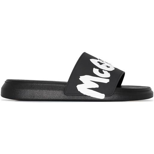 Alexander McQueen sandali slides con logo - nero