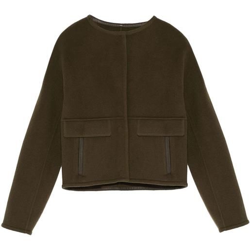 Yves Salomon giacca con rifinitura in pelle - verde