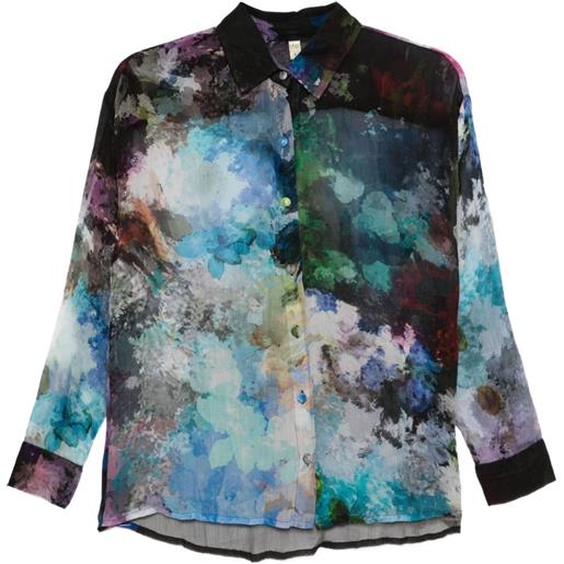 YAVI camicia con stampa astratta - blu