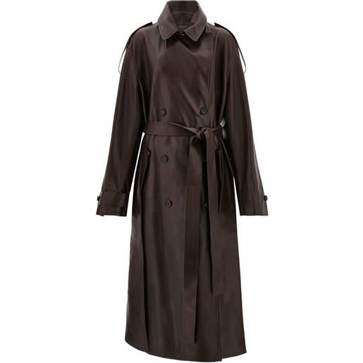 Ferragamo trench con cintura in pelle - marrone