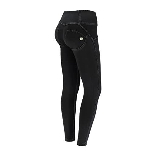 FREDDY - jeggings push up wr. Up® 7/8 superskinny vita alta con bottoni, donna, denim nero, large
