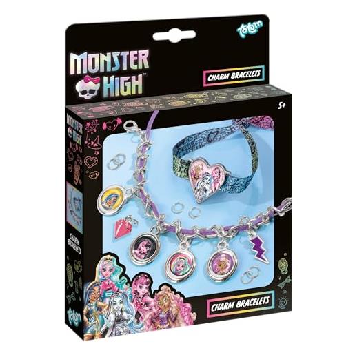Totum ccg monster high - set di gioielli creativi fai da te con 5 ciondoli in metallo e accessori per due braccialetti alla moda, divertimento fai da te a partire dai 5 anni, mittelgroße, plastica, nessuna