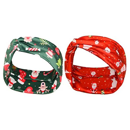 AOVNA confezione da 2 fasce per capelli natalizie per donne larghe boho head sciarpe avvolgenti yoga hairbands