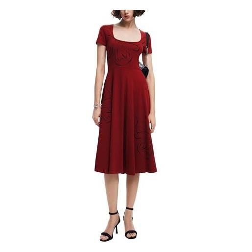 Desigual abito midi floreale ibrido da donna, marrone, l