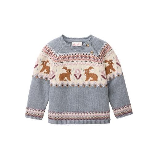 People Wear Organic pullover baby in cotone bio - col. Azzurro-grigio