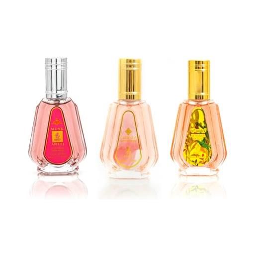 AYAT PERFUMES - cofanetto 3 profumi - eau de parfum musk areej, cotton velvet & le jasmine - 3x50ml - unisex & donna - profumo orientale di dubai - lunga durata - idea regalo